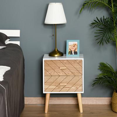 2-Drawer Chest of Drawers, Raised Legs, 40x30x55.5 Cm, White and Natural