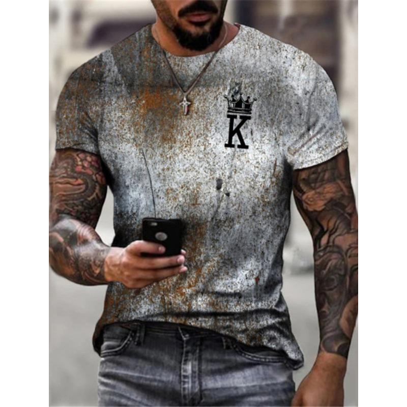 

Летний топ с круглым вырезом и 3D-принтом игральных карт, модная повседневная мужская футболка с коротким рукавом XS