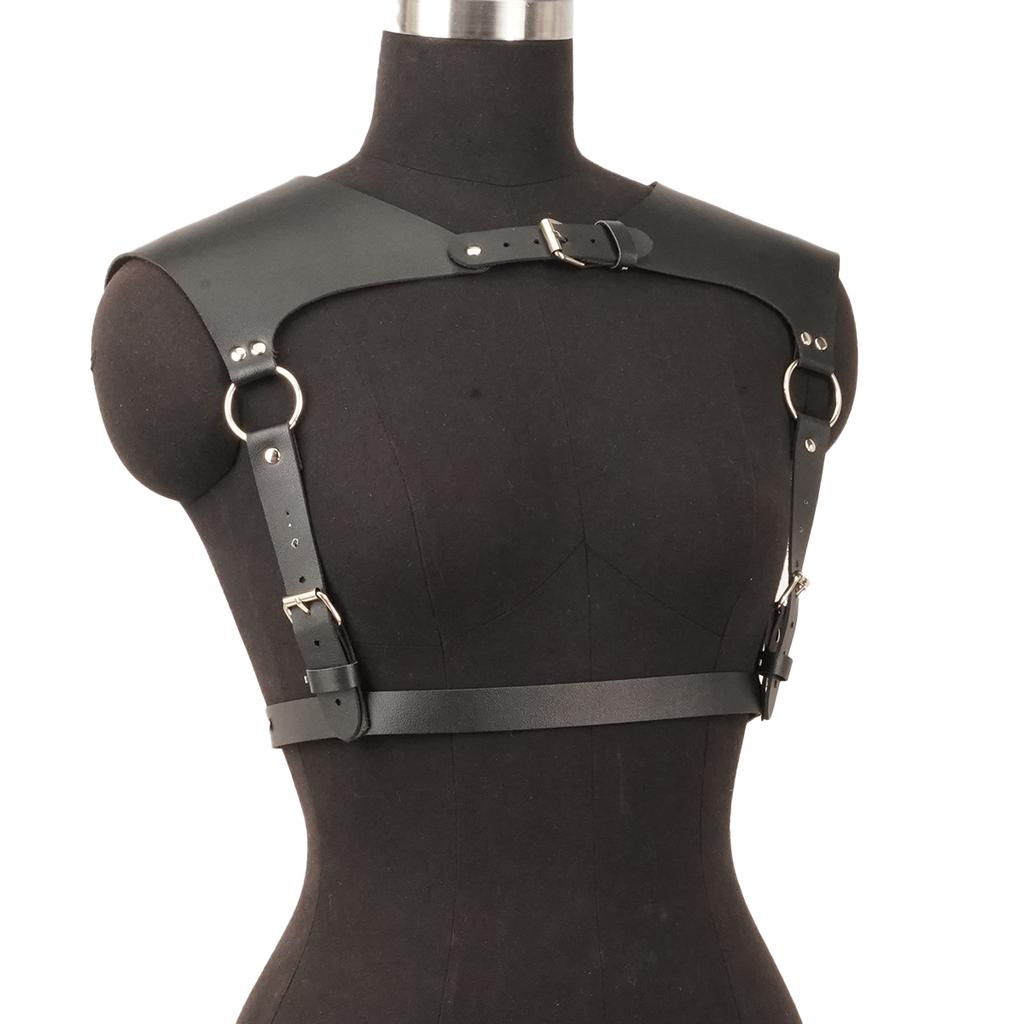 Women Fashion Belt Pu Leather Body Shoulder Armor Chest Harnesssword Belt Shoulder Strap Harness Women Clothing Open Cage Bra