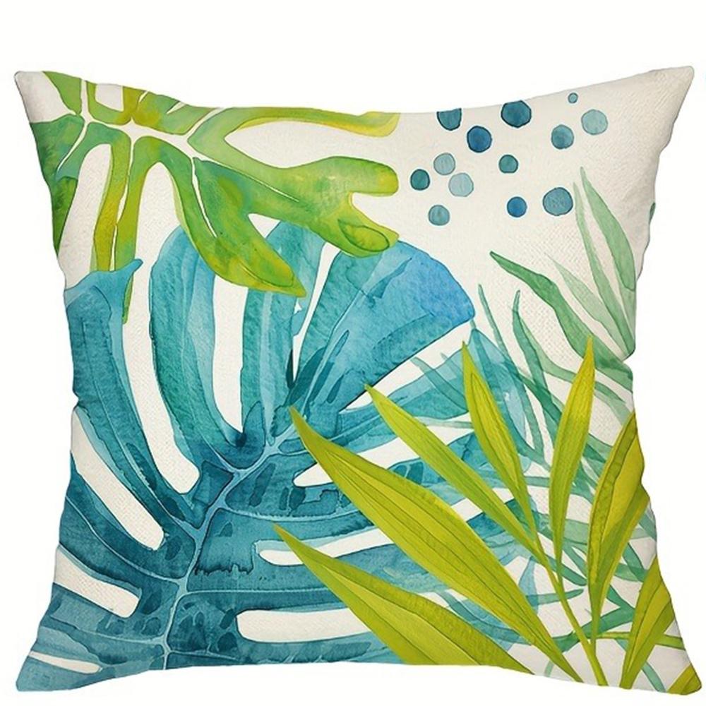 Tropical Plant Leaf Pattern Printed Pillowcase, SWEET HOME Design, Room Decoration Cushion Cover Living Room Sofa Cushion Cover