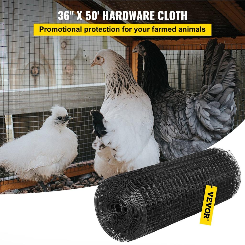 Hardware Cloth, 36\" X 50\' & 1\"x1\" Mesh Size, Galvanized Steel Vinyl Coated 16 Gauge Chicken Wire Fencing with A Cutting Plier & A Pair of Fabric