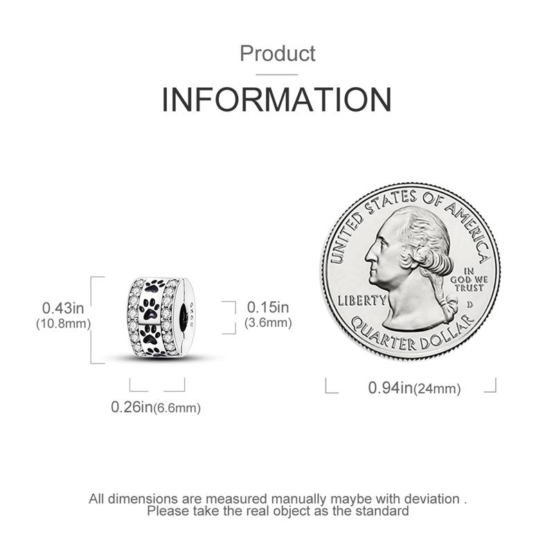 925 Silver Clasp Colorful CZ pave paw Print Clip Charms Butterfly Beads Stopper Fit Bracelet Jewelry Clips