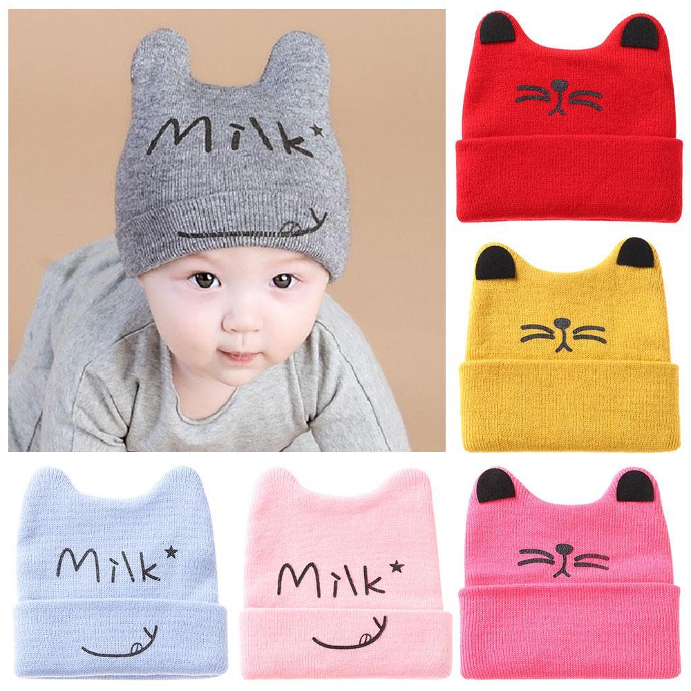 Baby Boy Girl Cat Ear Gifts Warm Autumn Winter Knitted Hat Beanie Cap Warmer Bonnet Baby Hat