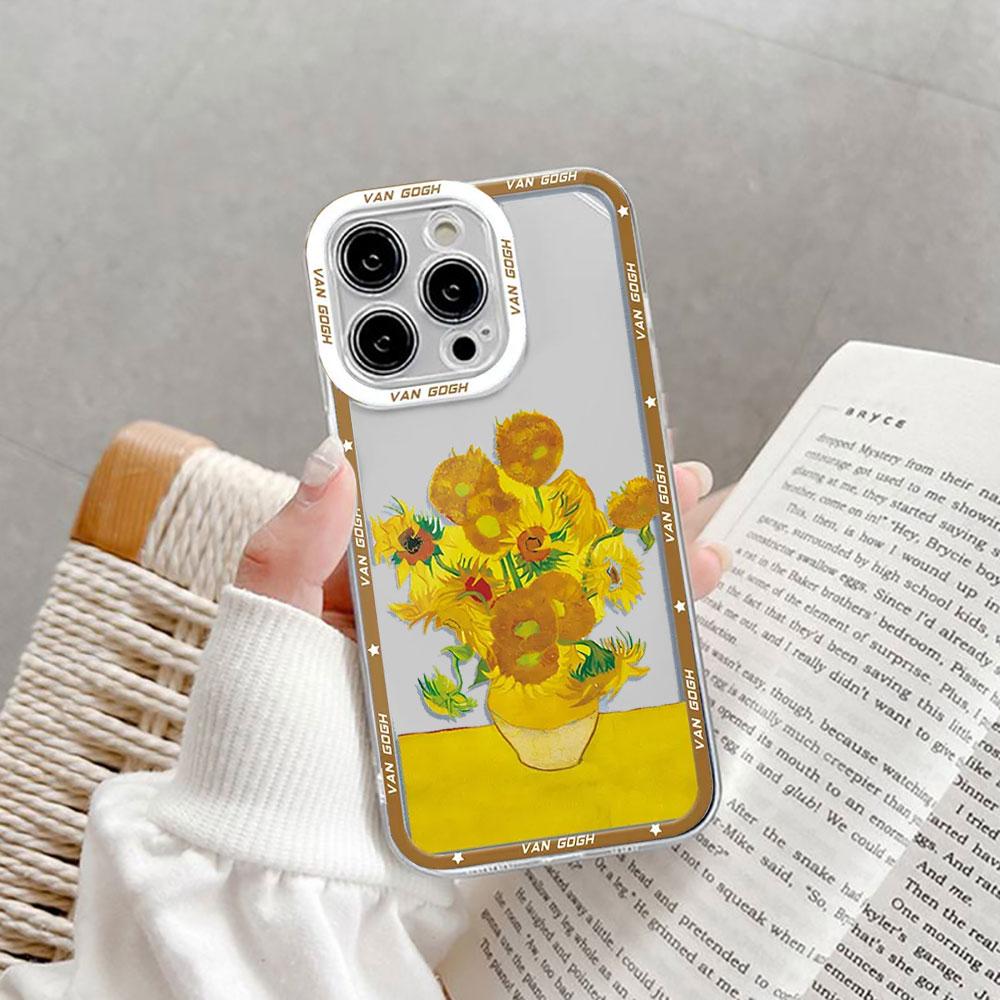 Retro Van Gogh Oil Painting Phone Case for IPhone 15 7 8 Plus SE2 11 13 12 14 Pro MAX XR XS X SE2 Vintage Art Cover Clear Fundas