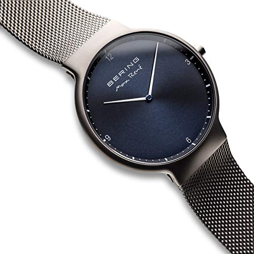 Bering 15540-077 Men's Analog Quartz Max Lune Collection Watch with Stainless Steel Strap and Sapphire Crystal, Gray, Max Lune