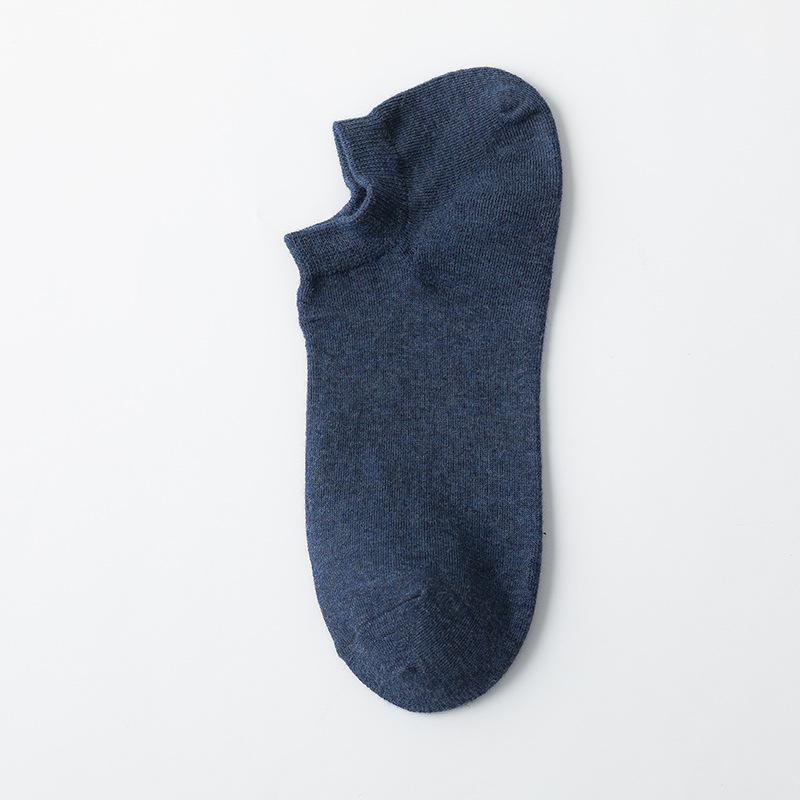 Men's Low-Cut Breathable Cotton Boat Socks - Anti-Drop, Sweat-Absorbent, Solid Color