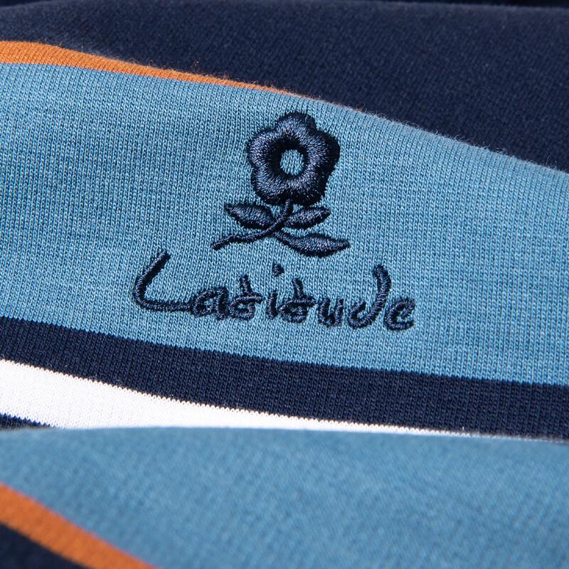 MONTAGUT Men's Cotton Soft Striped Long Sleeve Polo Shirt