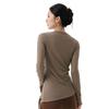 Slim-fitting long-sleeved yoga clothes top women's side split fork breathable thin Pilates thin skin-friendly micro-transparent sports blouse