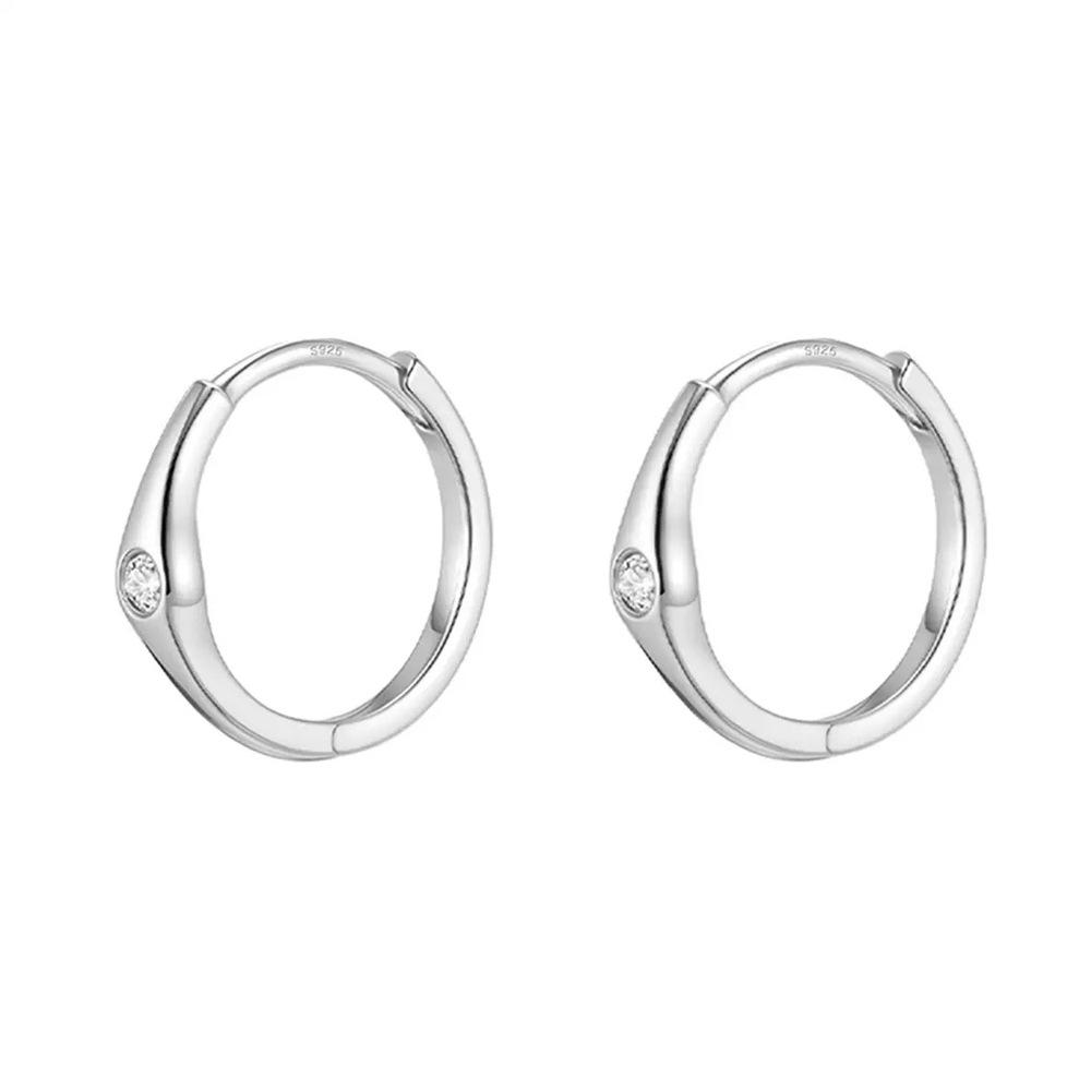 S999 Sterling Silver Zirconia Hoop Earrings for Women - Simple, Versatile, and Luxurious Ear Cuffs, High-End Niche Jewelry In Ins Style.