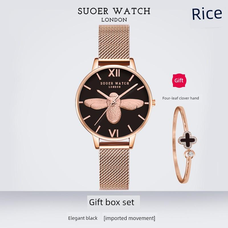 Light Luxury Bee Watch for Women, Fashionable and Trendy, Student-Style, Waterproof, Ins-Style, Niche High School Student Quartz Watch