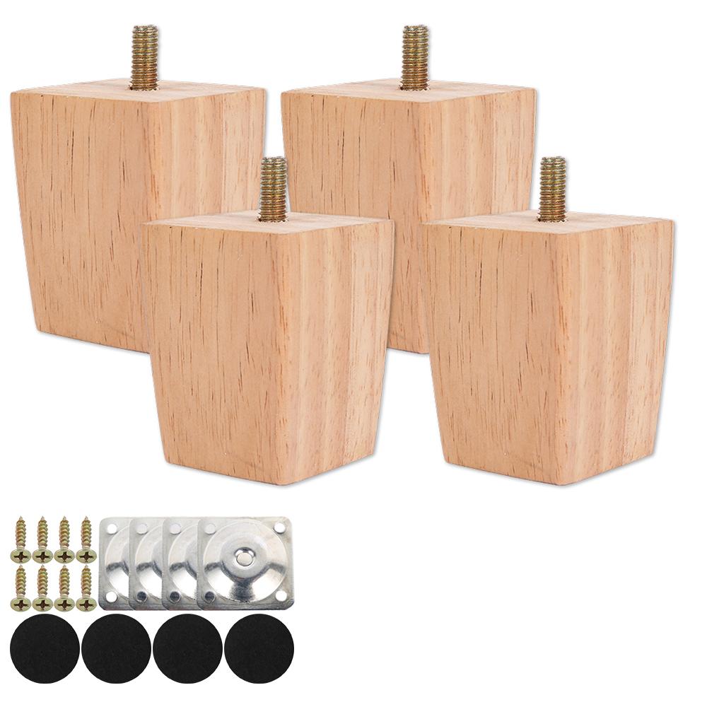 Pieds de Meubles en Bois Naturel Massif Pieds de Table Canapé Meubles de Rangement Pieds de Lit Table Chaise Remplacement Augmenter la Hauteur Pieds 6/15/20cm