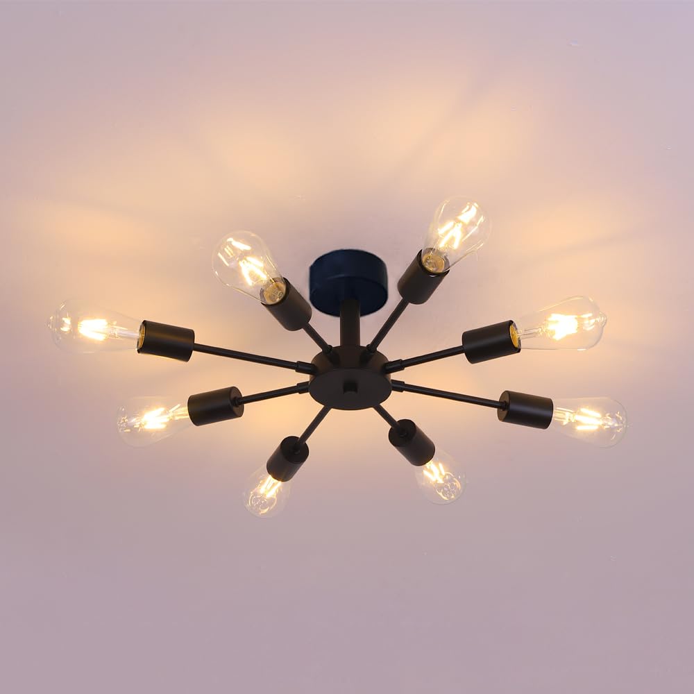 

Herischen 8-Light Pendant Light, Nordic Antique Retro Style, Ceiling Lighting Fixture, Hanging Type, No Installation Required, Suitable for Living