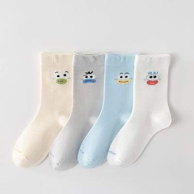 Lustige und niedliche Socken für Mädchen im Frühling und Herbst, dünn und süß mit Ausdruck, mittelhohe Socken, trendige Plüschsocken, lockere Socken