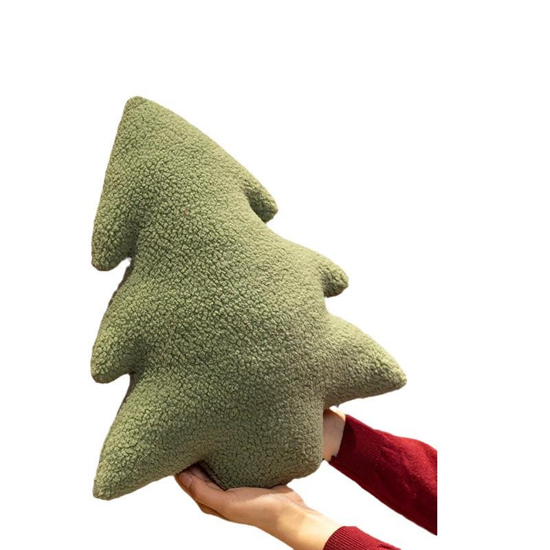Nordic Style Faux Lambswool Christmas Tree Throw Pillow - Living Room Cushion for New Year Festive Decor