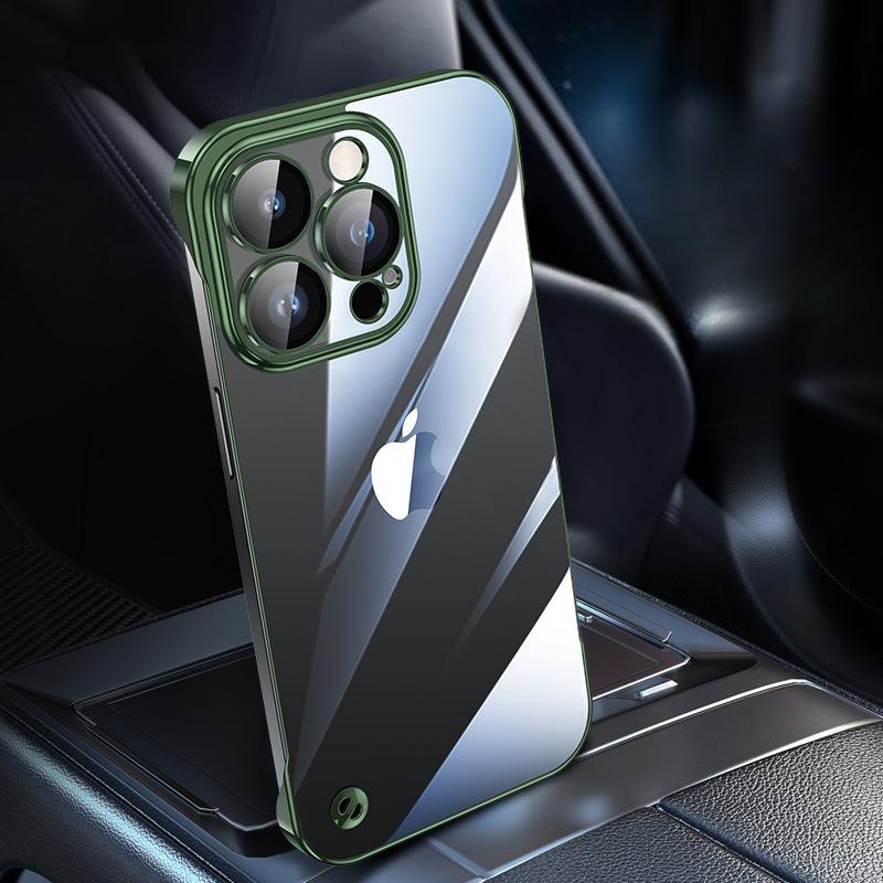 Simple Electroplating with Lens Film, Suitable for Apple 14ProMax Phone Case, Transparent IPhone13 Anti-drop Protective Case