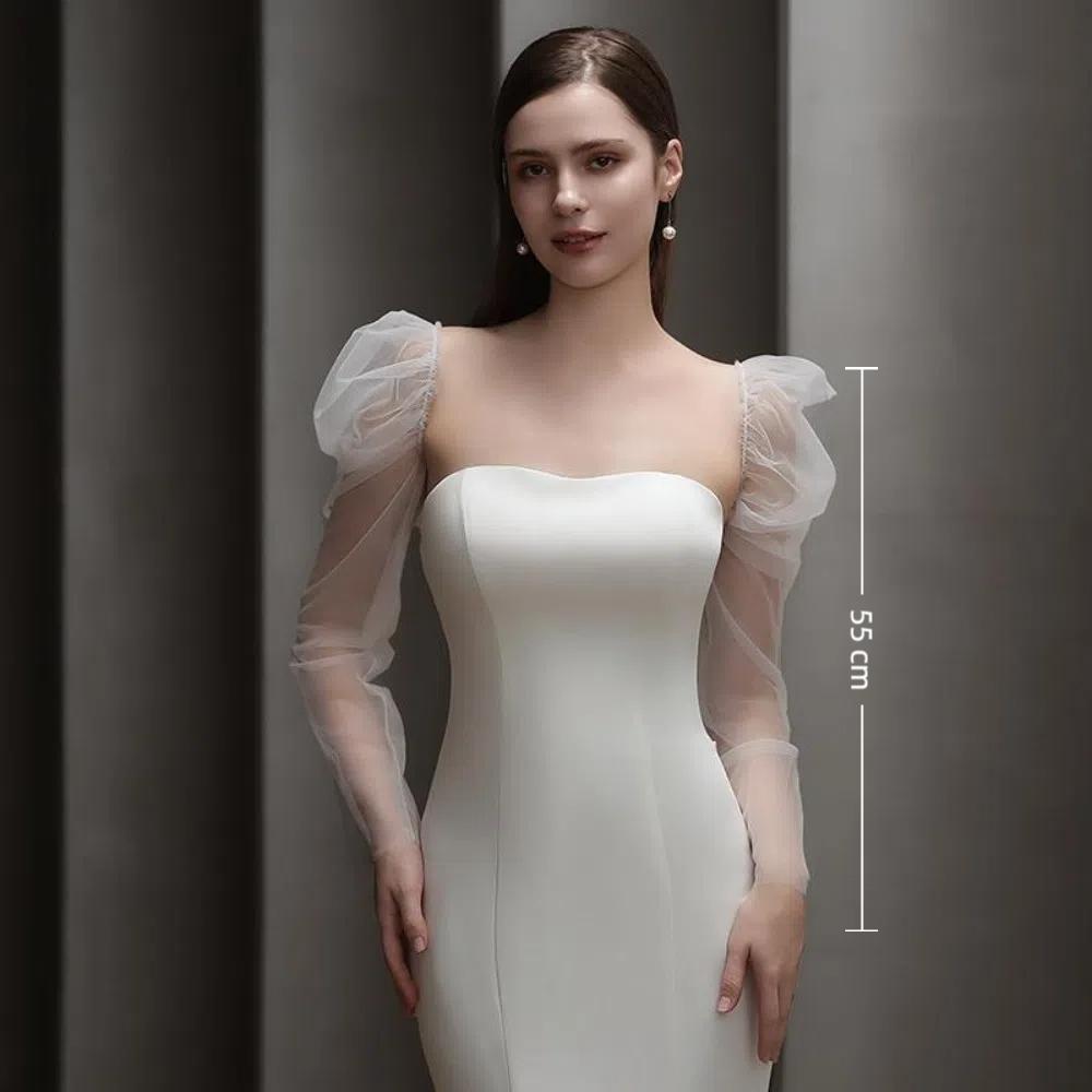 Fashion Transparent Bridal Sleeves Breathable Thin Wedding Long Sleeves Yarn Arm Covers
