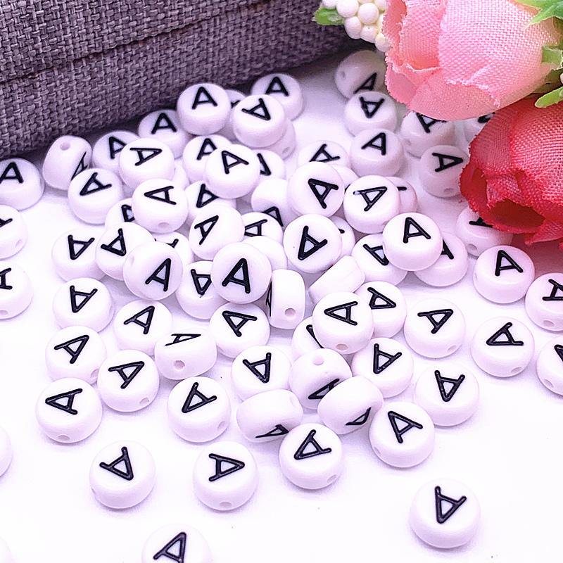 100pcs/lot 7x4mm 26 Letter Beads Round Shape Beads Alphabet Letter Charms for Make Jewelry Accessories