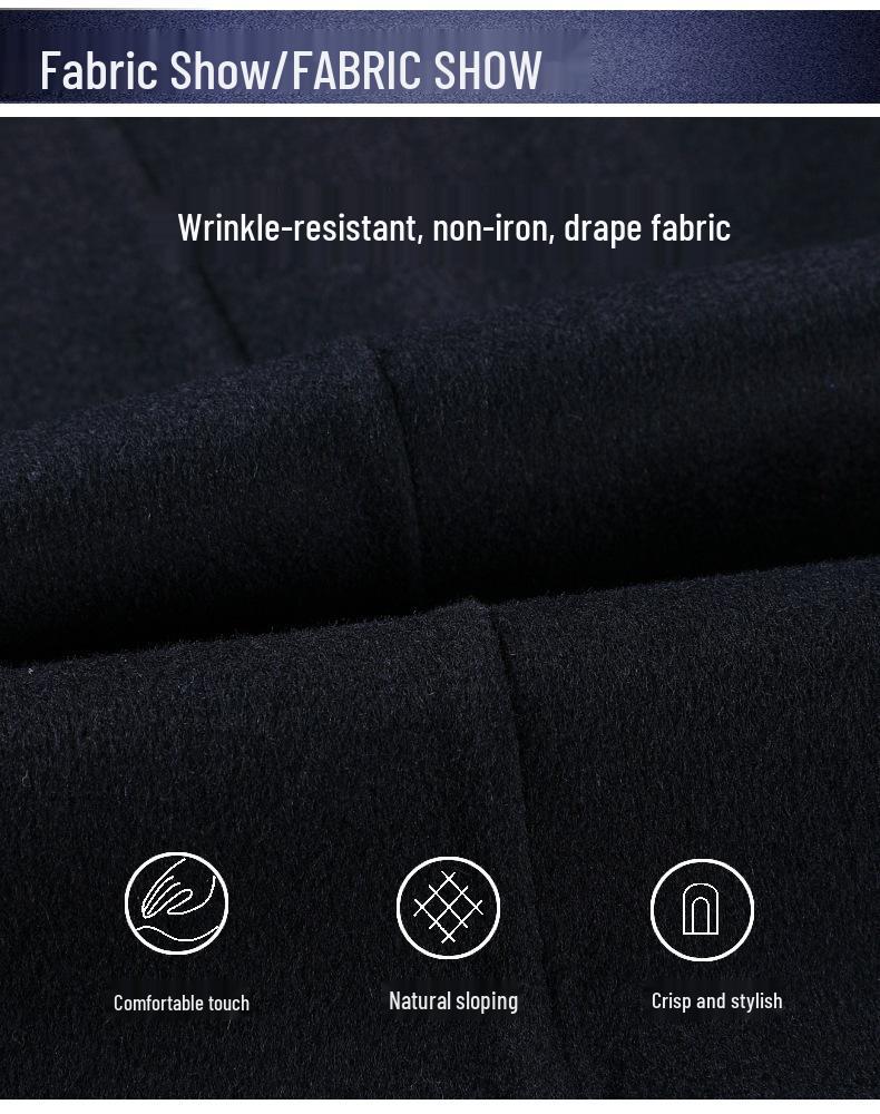Men's Long Double-faced Wool Trench Coat with Down Liner
