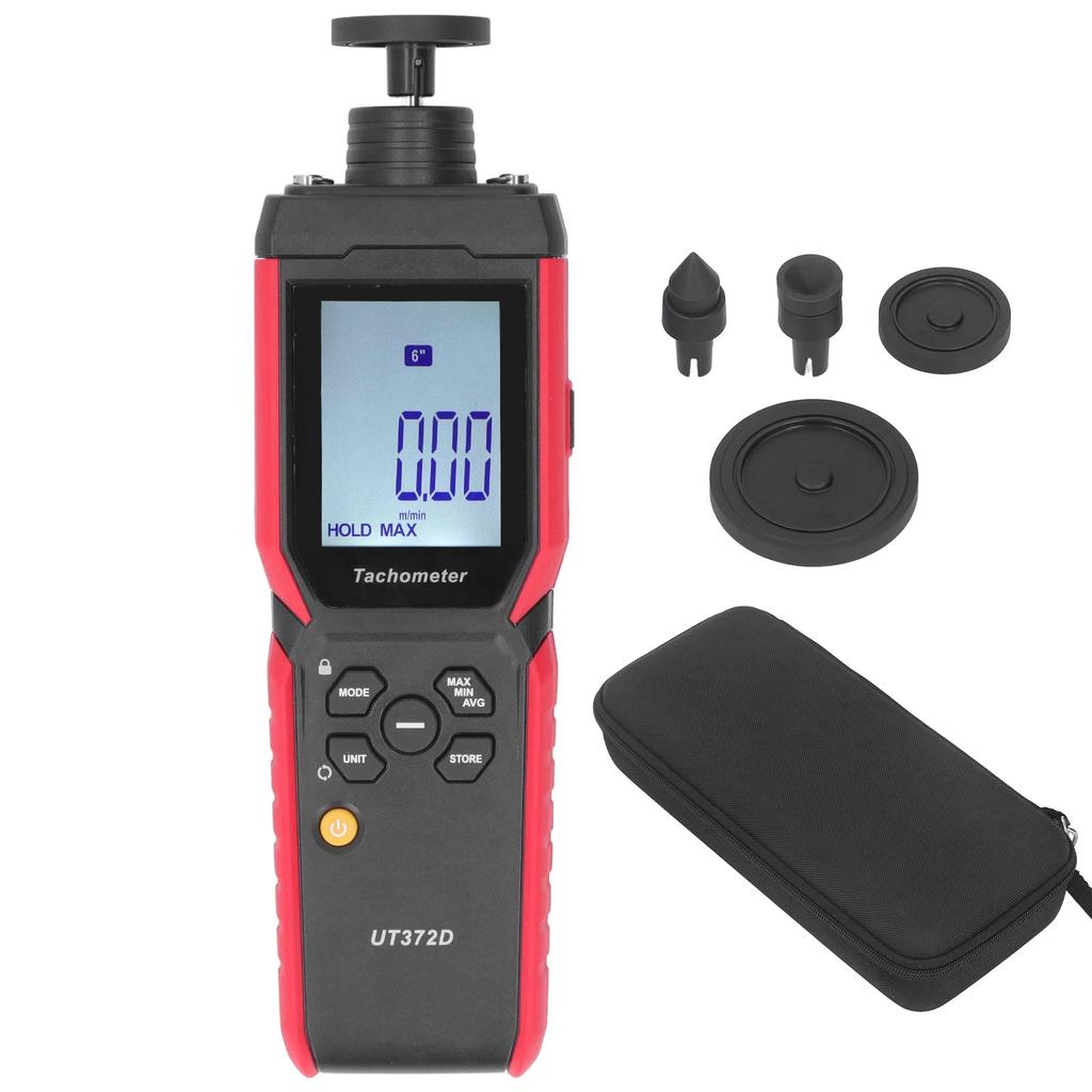 Revolution Frequency Meter Digital Tachometer Non Contact and Contact Revolution Frequency Meter Handheld RPM Gauge UT372D