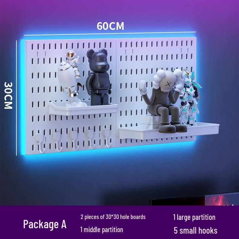 Punch-Free Perforated Board Rack: DIY E-Sports & Study Room Wall Decor for Game Equipment Display