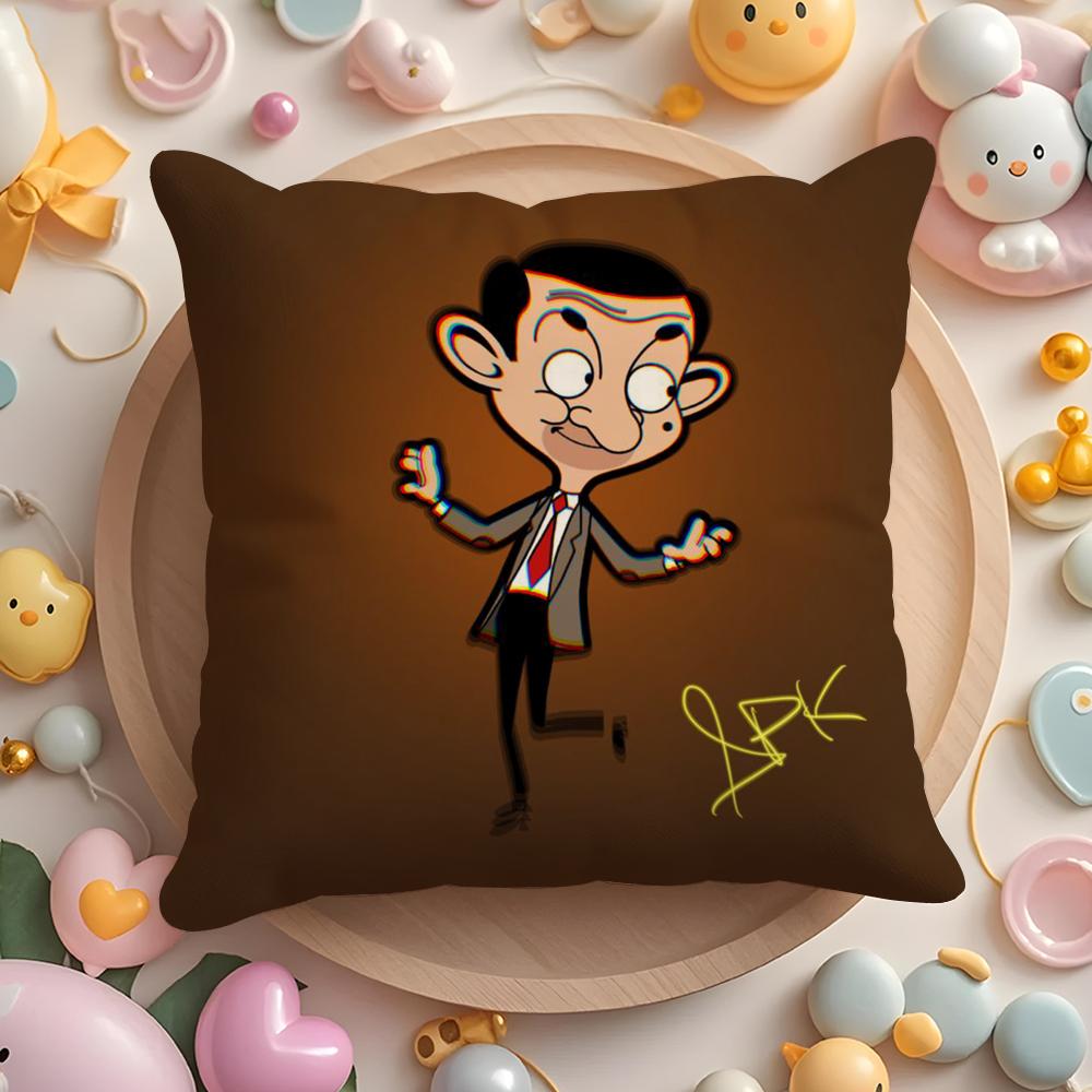 Mr. B-Bean Cartoon Cushion Cover Short Plush Double-Sided Printing Home Machine Washable In Warm Winter Pillow Case