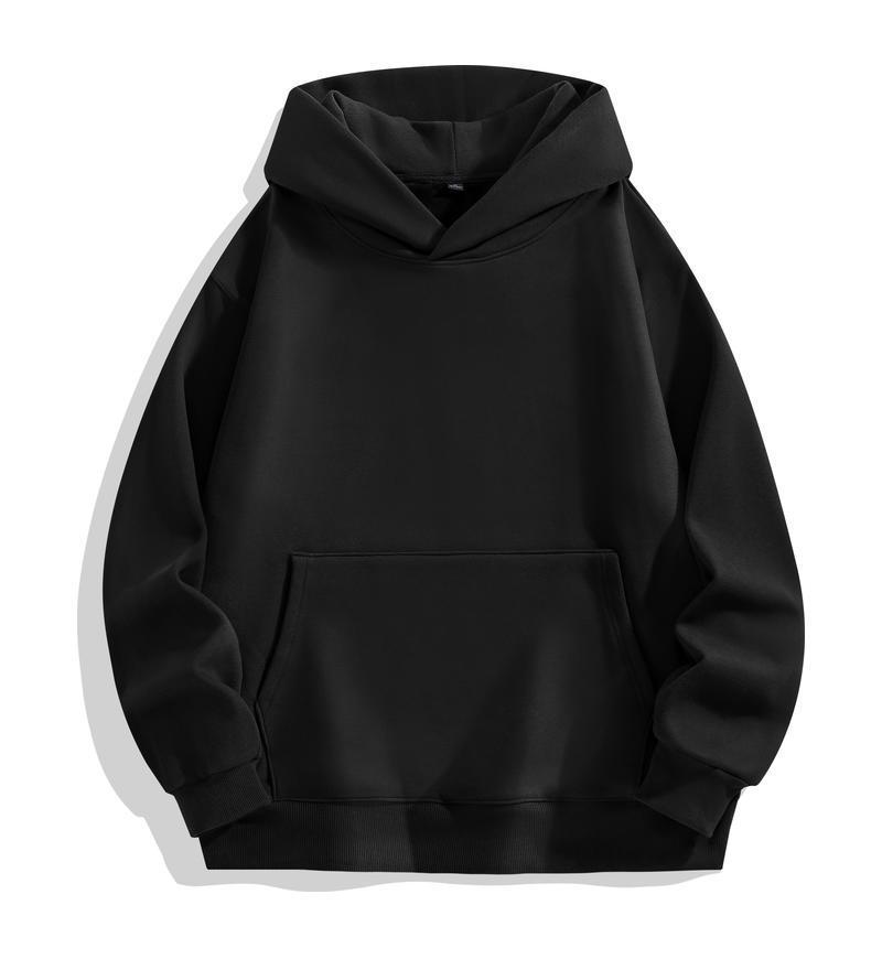 Unisex Heavyweight Pure Cotton Round Neck Long Sleeve Solid Color Hoodie - Autumn/Winter S