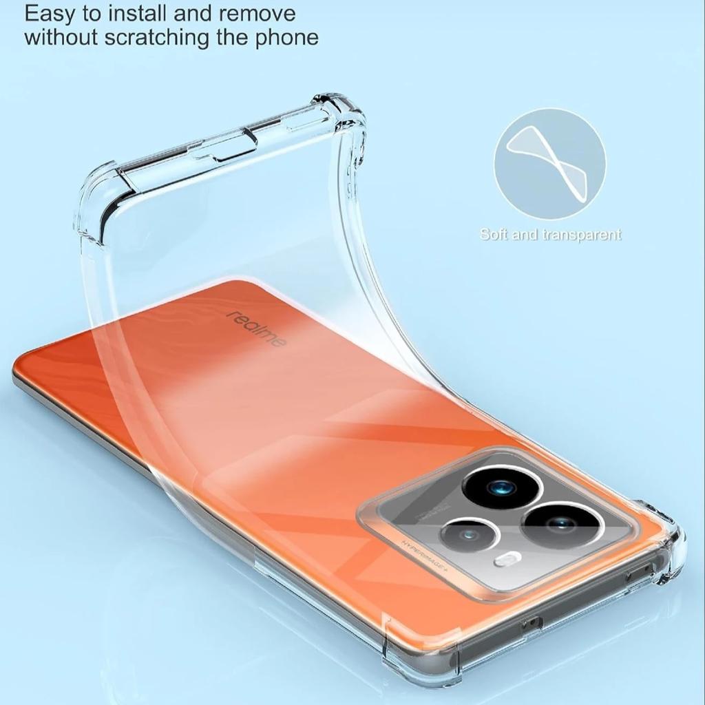 Coque antichoc TPU à quatre coins pour Realme GT 7 7T GT7 Coque de protection Coque arrière transparente Fundas Coque