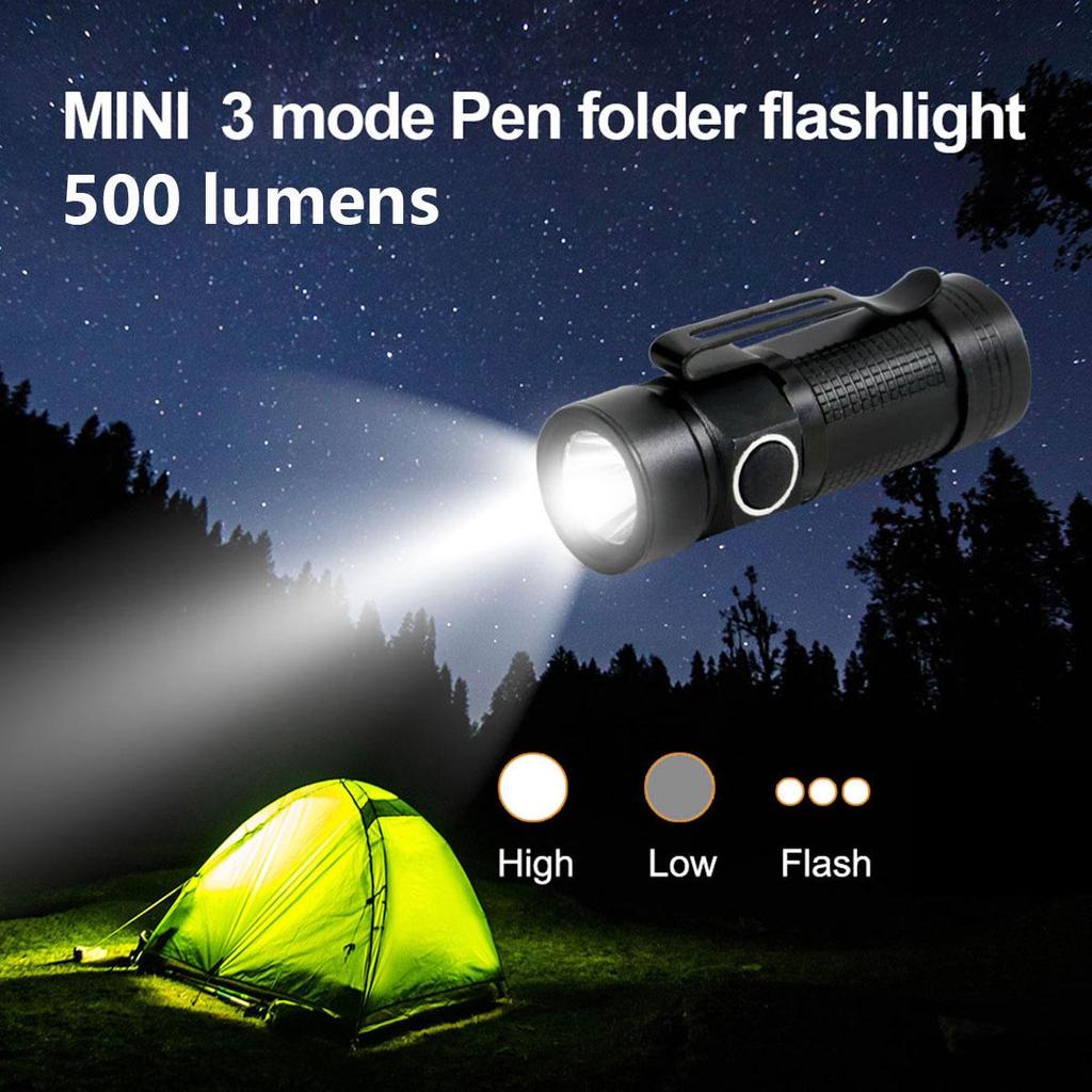 Kailixing 500 Lumen Mini-Taschenlampe: Hoch/Niedrig/Stroboskoplicht, Helmkompatibel mit 20mm Schieber.