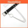 Double Gear Breasted Buckle With Chain Belt Black Adjustable Freely Fits Well