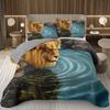 Lion Bedspread Twin King Safari Wild Aninal Coverlet Western Farmstyle Quilt Set Soft Luxury Reversible Grey Quilted Bedding Set