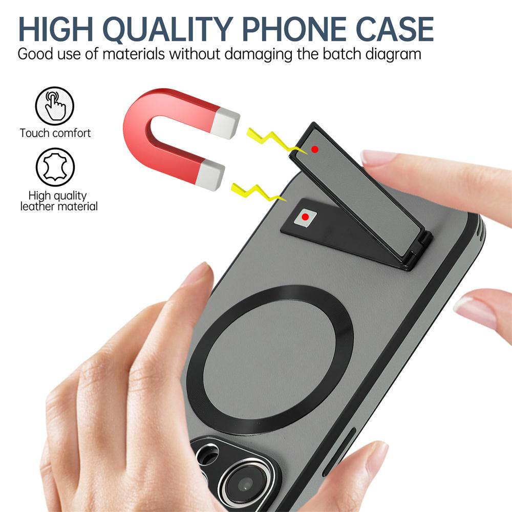 Luxury Magnetic Leather Stand Phone Case For iPhone 15 14 11 12 13 Pro Max 15Plus Wireless Charging For Shockproof Cover