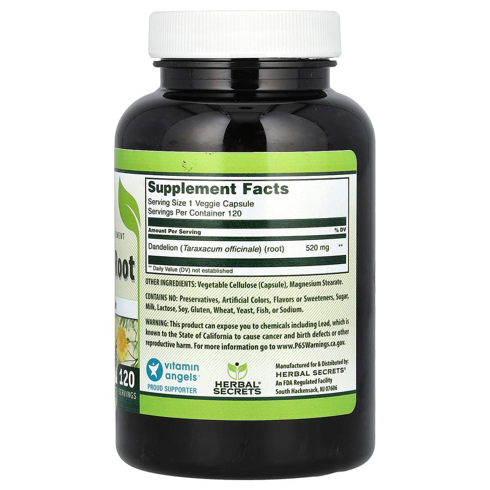iHerb Dandelion Root 520mg Veggie Capsules, 120 Count