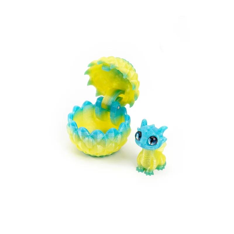 Q Version Creative 3D Printable Hatchable Mini Dragon Egg Set Hatchling Model Halloween Easter Gifts & Desktop Decorations