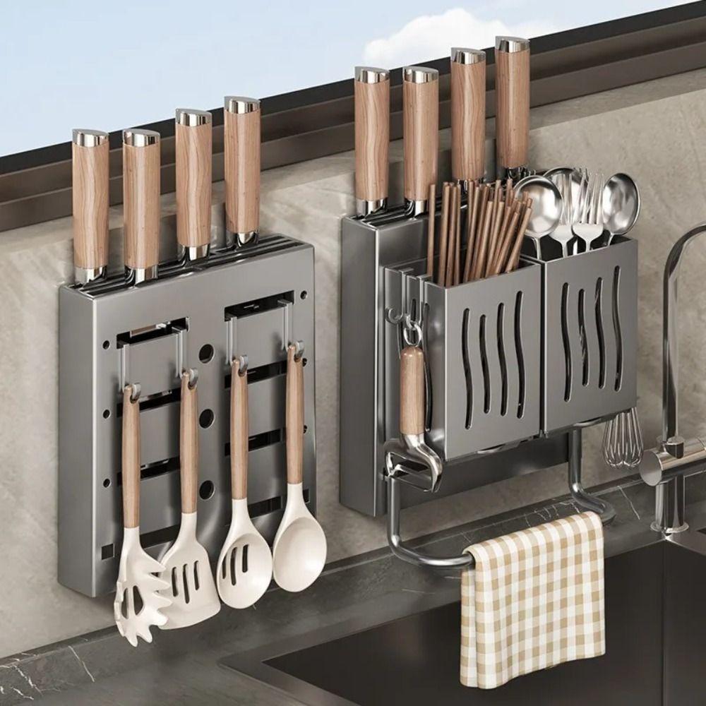 Wall-Mounted Kitchen Utensil Rack Punch Free Chopstick Barrel  for Kitchen