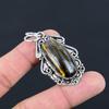 Daughters Day Sale Oval Natural Iron Tiger Eye Bezel Wife New Pendant 925 Silver