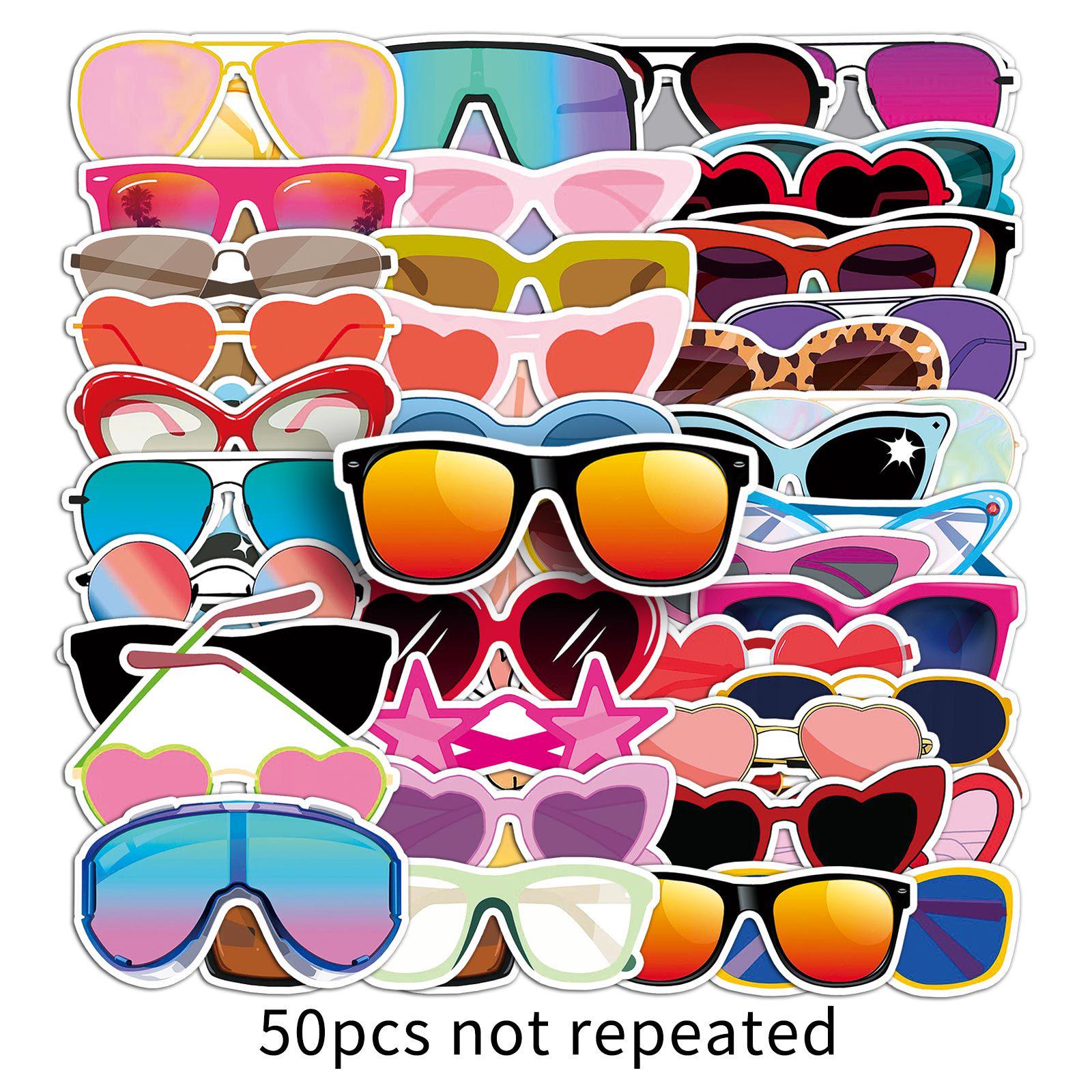 

50-Piece Waterproof Dopamine INS Style Sunglasses Stickers for Journals & Water Bottles