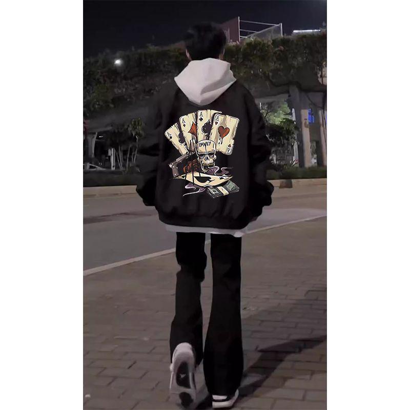 EXLUX Men s Retro Baseball Jacket - Spring/Autumn Trendy High Street Design Flight Jacket L [100-115 kg]