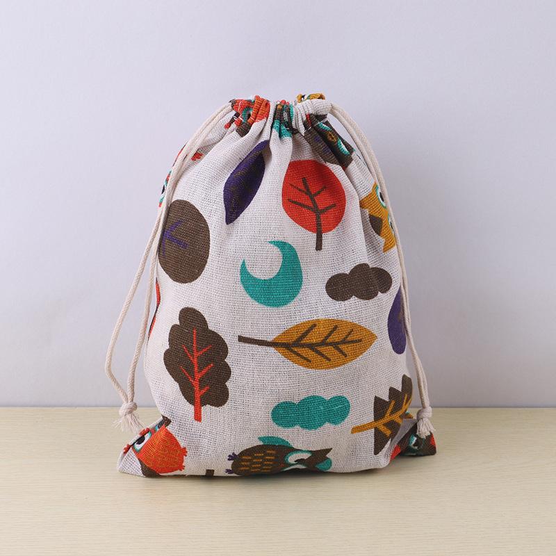 1pc Cute Cartoon Cotton Drawstring Shopping Bag Eco Reusable Folding Grocery Cloth Underwear Case Travel Home Storage Bag New