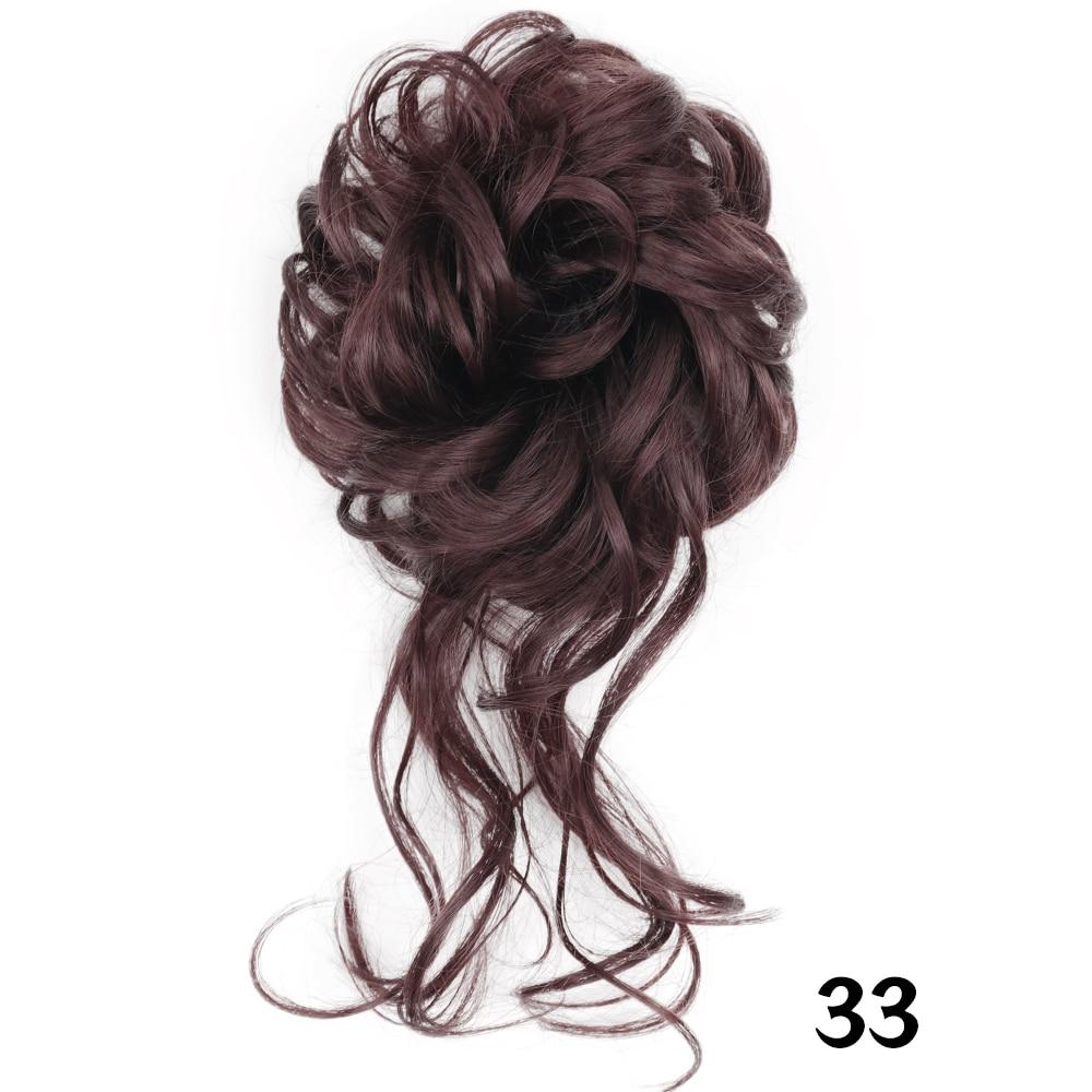 MERISIHAIR Damen-Haarknoten aus Kunstfaser, unordentlicher Chignon, lockiges Haar, elastischer unordentlicher Chignon für Damen, Haarteile, Schwarz, Braun