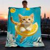 1 Stück Zitrone Katze Outdoor-Decke - Weiches Flanell Gemütlich für Reisen & Camping - Ganzjahres Warme Bettdecke, Maschinenwaschbar yy251229098