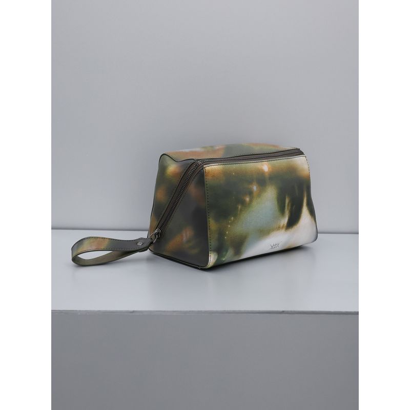 

Misae Home Series Зеленый Коричневый Туманный Портрет Мягкий PU Многослойный Трапециевидный Косметичка Большой Вместимости Green Brown