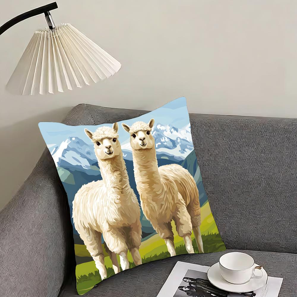 

Alpaca Cute Cushion Cover Pillowcase Ultra Soft Skin Friendly Fabric Cloud Like Comfort Concealed Zipper 30x30cm