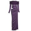 Sexy Spice Girl Wind Tulle Hollow Pure Desire One-word Shoulder Early Autumn New Temperament Hip Wrap Waist Skinny Splicing Long Dress