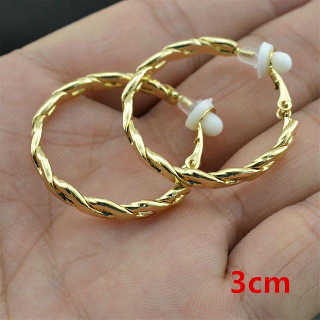 

Серьги-клипсы на ухо без пирсинга для женщин, модные ювелирные аксессуары, розовое золото, черные, двойные круглые серьги с резьбой