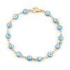 304 Stainless Steel Bracelets Gold Color Link Chain Multicolor Evil Eye Enamel Bracelets For Women Man Gift 19.2cm ,1 Piece