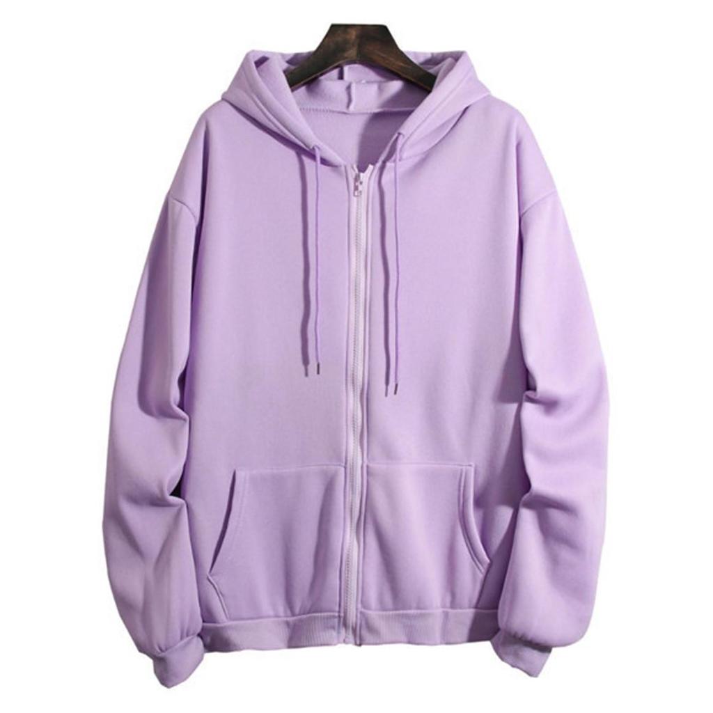 Kadın Modası Günlük Kapüşonlu Fermuarlı Uzun Kollu Düz Renk Sweatshirt