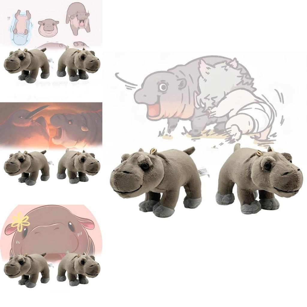 Adorable Moo Deng Plush Hippo Doll Soft Stuffed Animal In Brown With Pp Cotton Filling