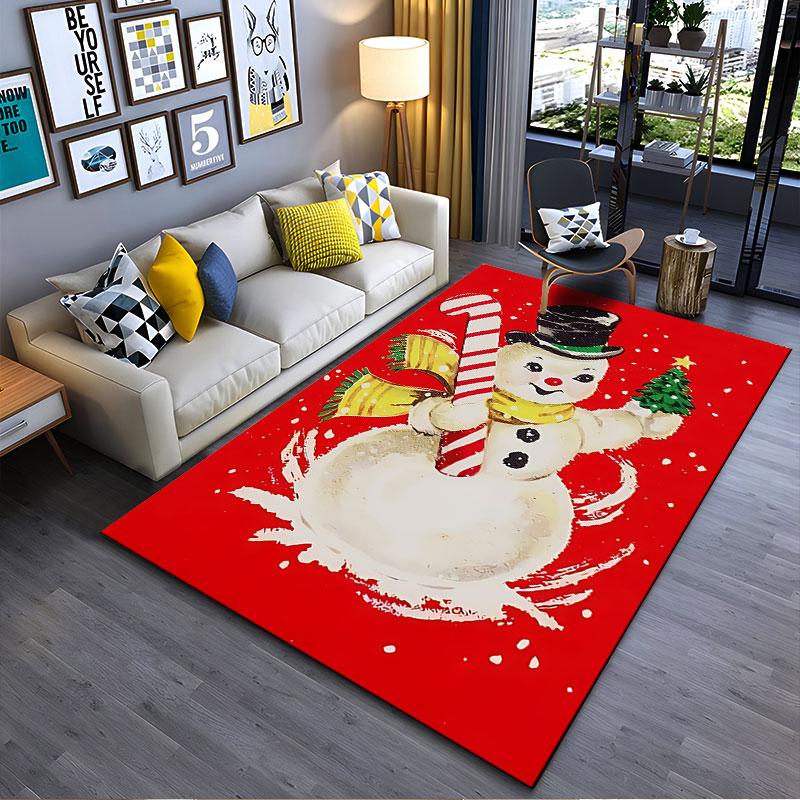 Snowman Christmas Carpet Design suitable as a non-slip mat for the living room or bedroom sofa
