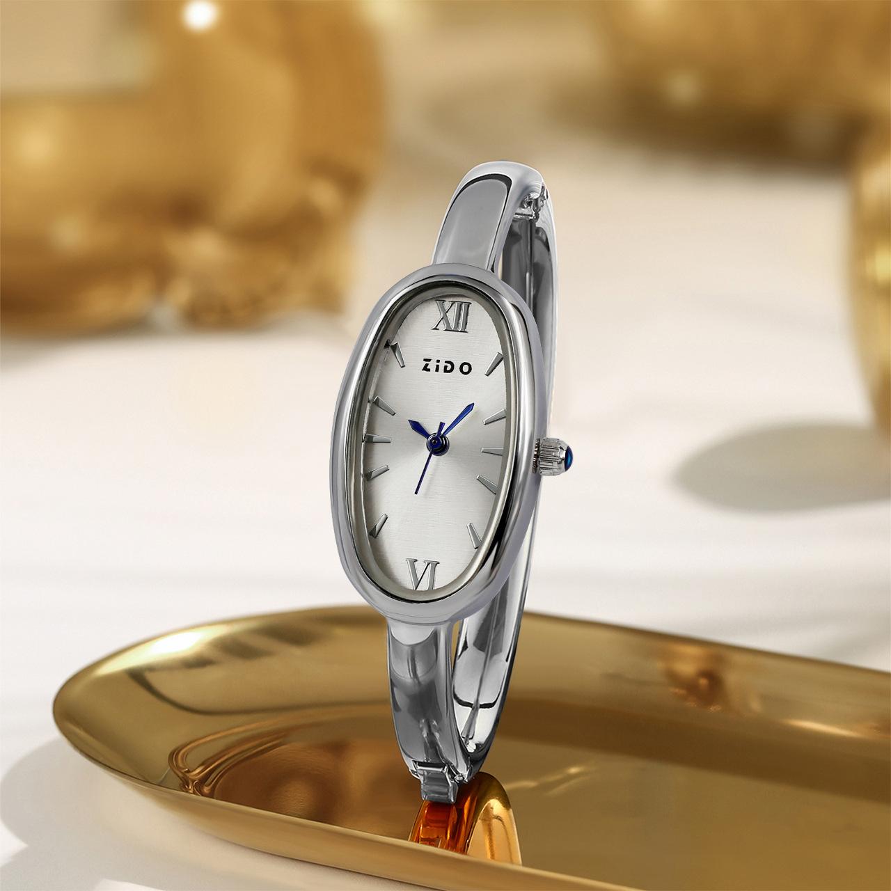 Fashion Accessorie Women's Gold/White Watch Rectangle Oval Retro Fashion Bracelet Watch Simple Quartz Watch