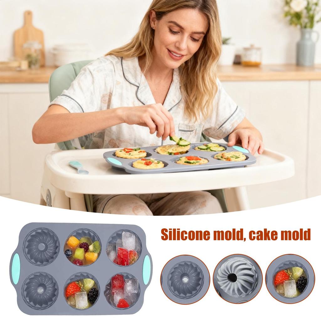 Silicone Ice Mold 6-Cavity Holiday Reusable Craft Supplies Silicone Wreath Cocktail Ice Molds for Freezer Chocolate Cake Food